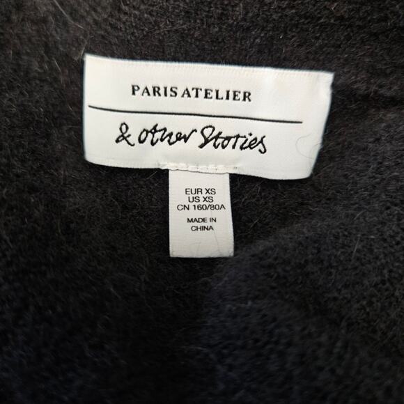 Paris Atelier & Other Stories Black Alpaca Wool Cardigan sz XS - Picture 4 of 6